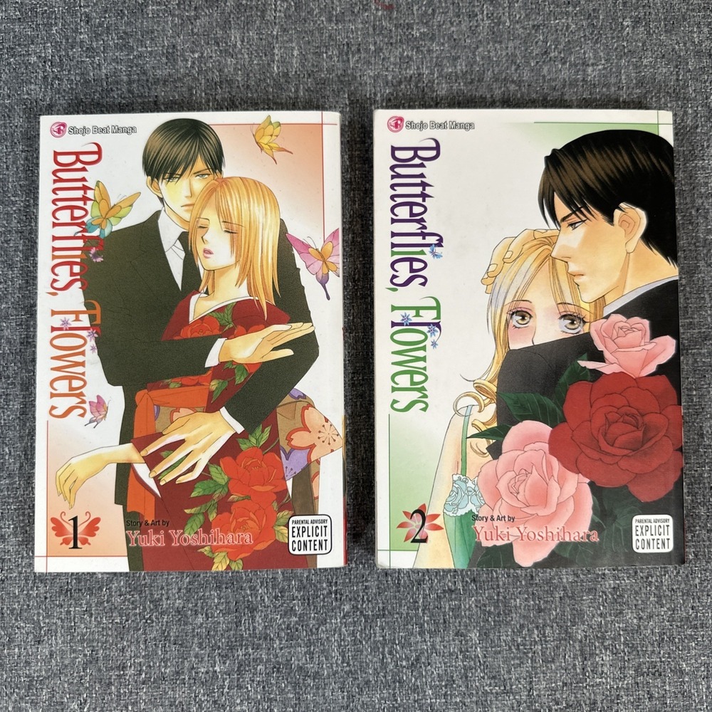 Butterflies Flowers Manga‎ Lot Vol 1-2 Yuki Yoshihara Shojo Beat Romance Set